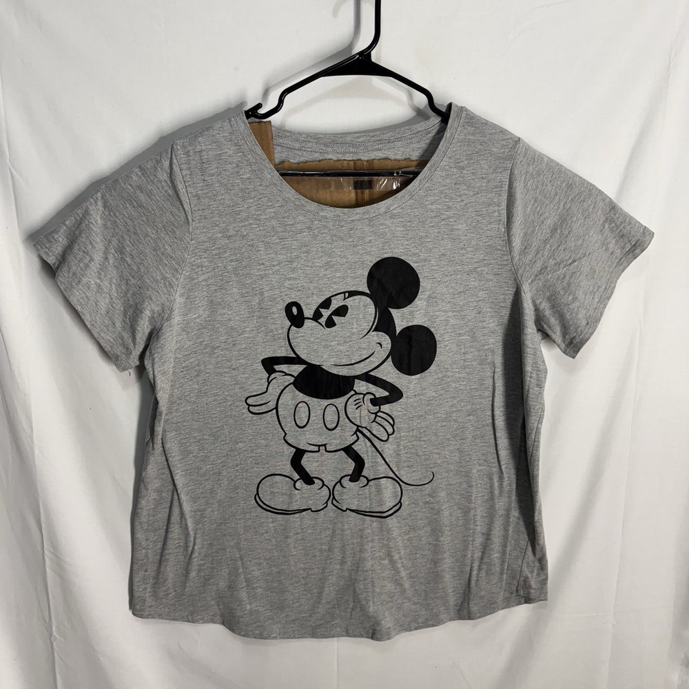 Disney T-Shirt Women's Mickey Mouse Magic Disneyland Short Sleeve Tee Gray 1X